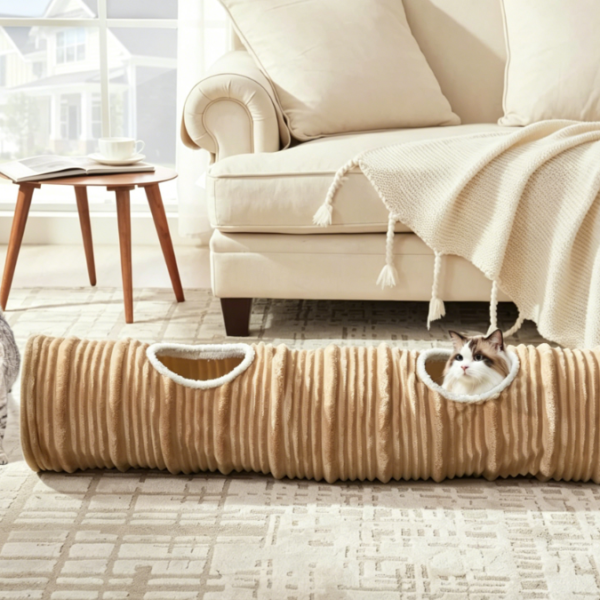 Foldable Straight Cat Tunnel Tube with Fun Ball