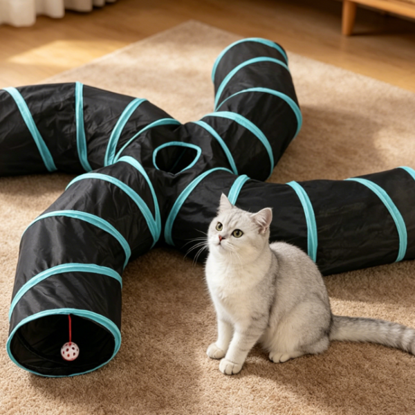 Multi-Channel Foldable Interactive Cat Tunnel Toy