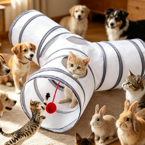 3-Way Colorful Foldable Cat Tunnel with Ball