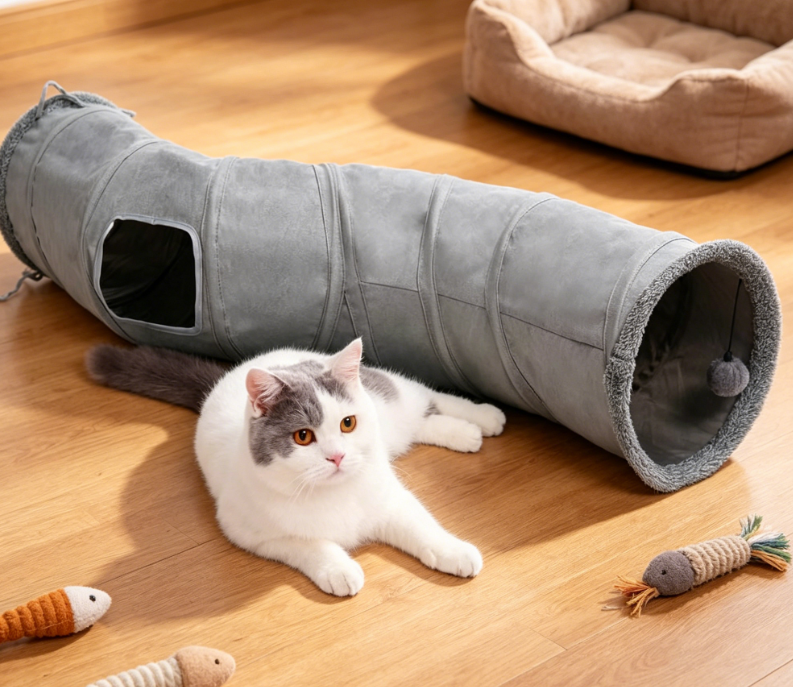 Foldable S-Shaped Cat Tunnel Play Tube